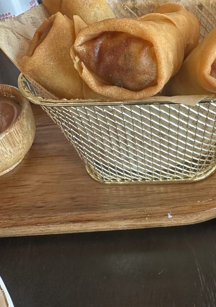 Crispy spring rolls.